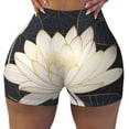 thumbnail image 2 of Haiem Golden Lotus No Front Seam Biker Shorts for Women Yoga Workout Gym Bike Shorts with Tummy Control Moisture-Wicking-Large, 2 of 9