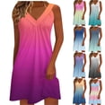 thumbnail image 2 of gakvbuo Summer Tank Dress For Women Mini Dress Pleated V-Neck Sleeveless Sundress T-Shirt A-Line Dress Beach Short Dress, 2 of 6