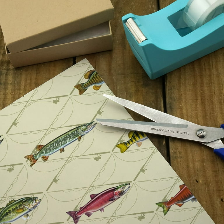 Fish and Crossed Fishing Rods Premium Roll Gift Wrap Wrapping Paper 