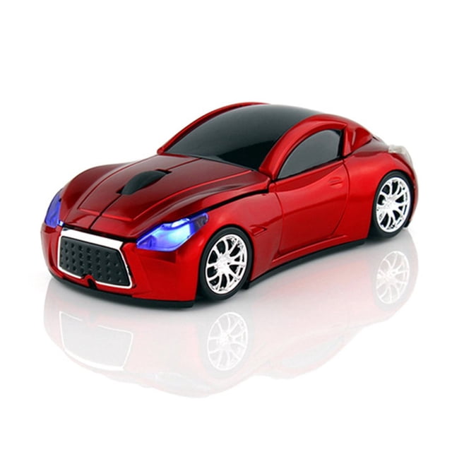 MesaSe Wireless Mouse 2.4GHz Car Shape Mouse Optical Cordless Mice with USB Receiver for PC Laptop Computer Red