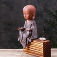 thumbnail image 5 of PEACNNG Buddha Statues Home Decor-Zen Decoration Statue Outdoor Garden Decoration,Table Shelf Figurines, Monk Tea Pet Zen Purple Clay Little Monk Chinese, Altar Meditation Giftss, 5 of 5