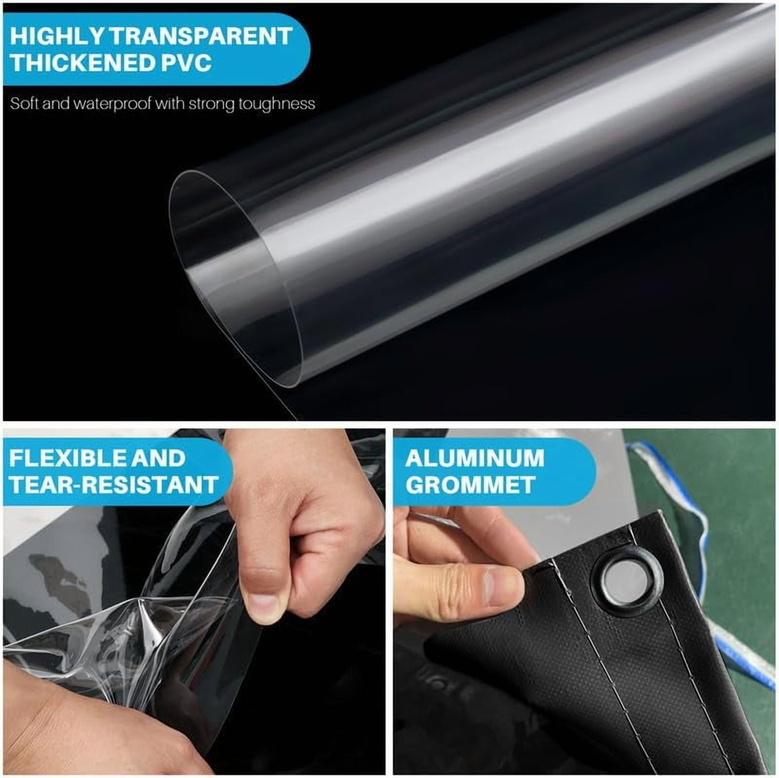 TOPCHANCES Clear Vinyl Curtains with Zipper Entry, Heavy Duty Waterproof PVC Clear Tarp with Grommets, Outdoor Clear Panel Curtain for Porch, Pergola, Gazebo, Patio, Enclosure (10'H x 10'W, Black)