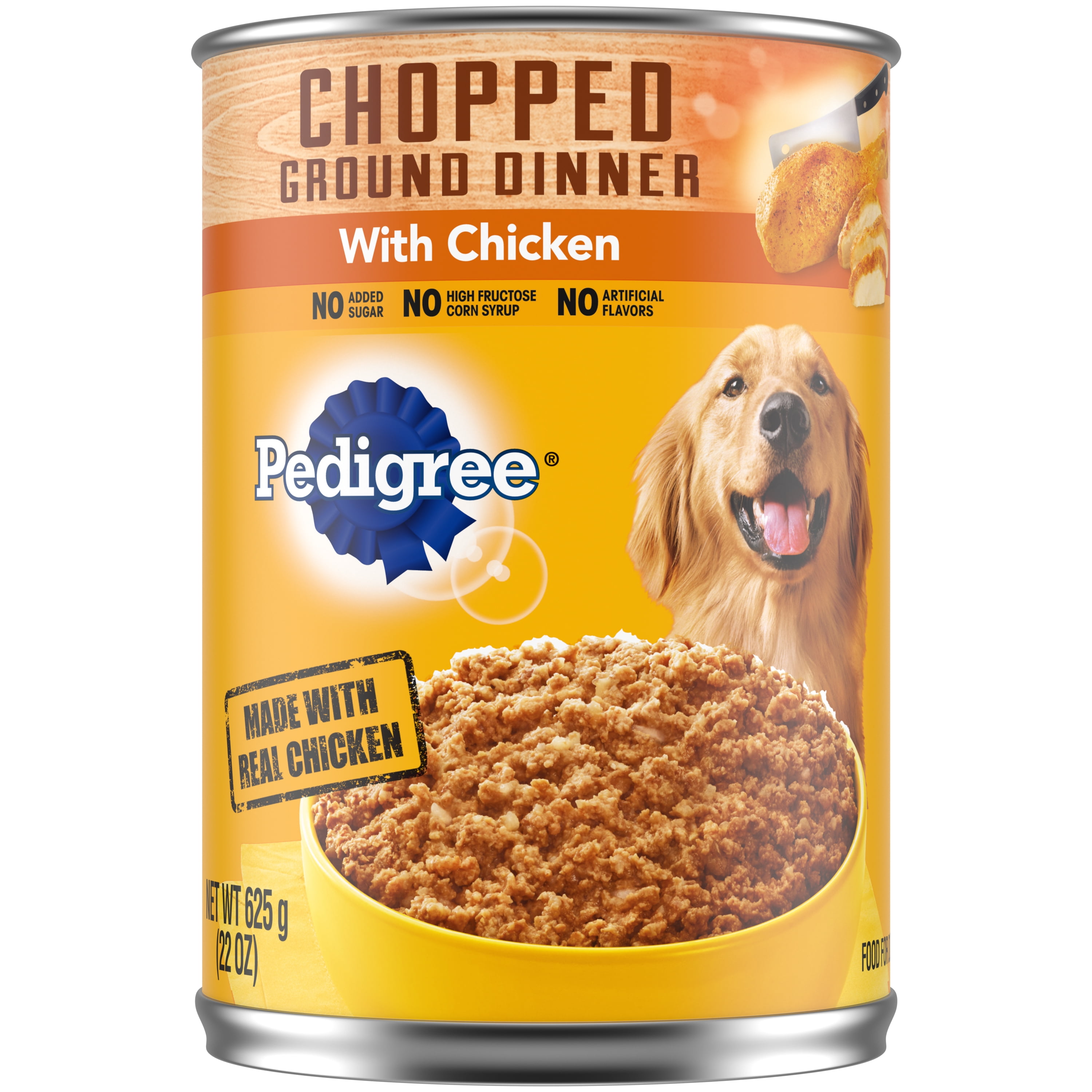Pedigree Chopped Ground Dinner Chicken Wet Dog Food for Adult Dog, 22 oz. Can