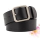 thumbnail image 2 of Cinturón de cuero para mujer, ajustable, informal, con hebilla cuadrada (110 cm de largo, 3,3 cm de ancho, negro y plateado)., 2 of 5