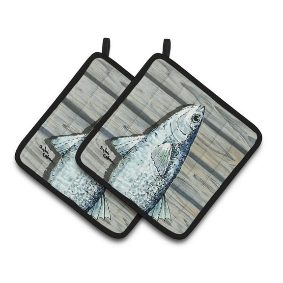 Carolines Treasures 8490PTHD Fish Mullet Pair of Pot Holders, 7.5HX7.5W, multicolor