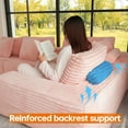 thumbnail image 3 of 135.5" Modular Sectional Sofa, Pink U-Shaped Sofa 6-Seater Boneless Cloud Couch with Reversible Chaise, Corduroy Fabric Couch for Living Room & Bedroom, 3 of 11