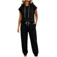 thumbnail image 5 of Maqroz Summer Outfits for Women 2 Piece Sleeveless Hooded Tank Tops Drawstring Jogger Sweatpants Casual Athletic Activewear Muscle Shirts Matching Tracksuits Sets, 5 of 9