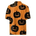 thumbnail image 5 of WTOBBY Men's Casual Short Sleeve Shirt Halloween Pumpkin Print Loose Fit Crew Neck Cotton Blend Daily Wear Breathable Party Graphic Tee Holiday Theme,Orange XL, 5 of 6