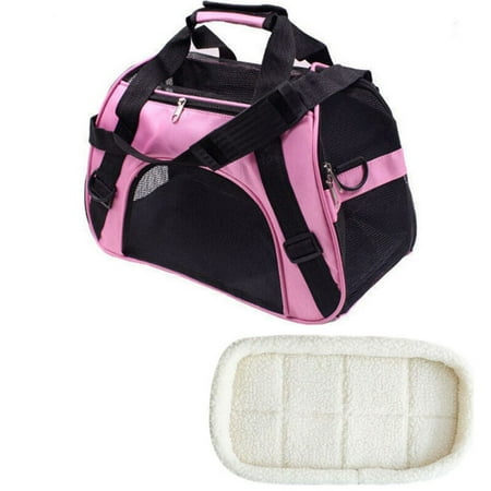 WSYW Pet Dog Cat Carrier Travel Tote Bag Comfort Case With Soft Mat Airline Approved Pink M