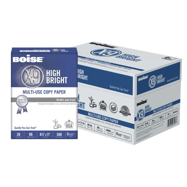 BOISE X9 High Bright MultiUse Copy Paper, 8.5" x 11" Letter, 96