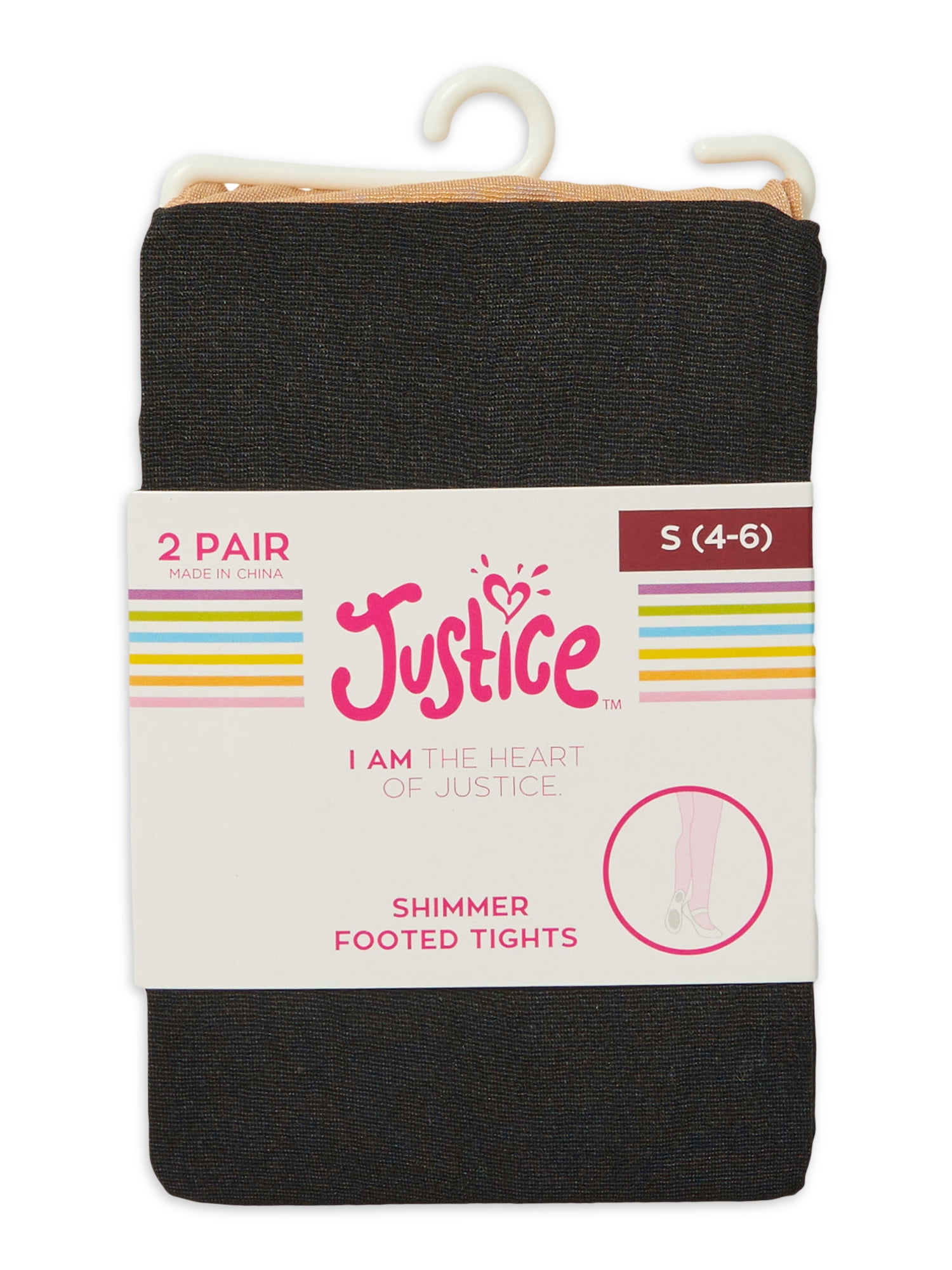 2 Pair Justice Shimmer Footed Tights