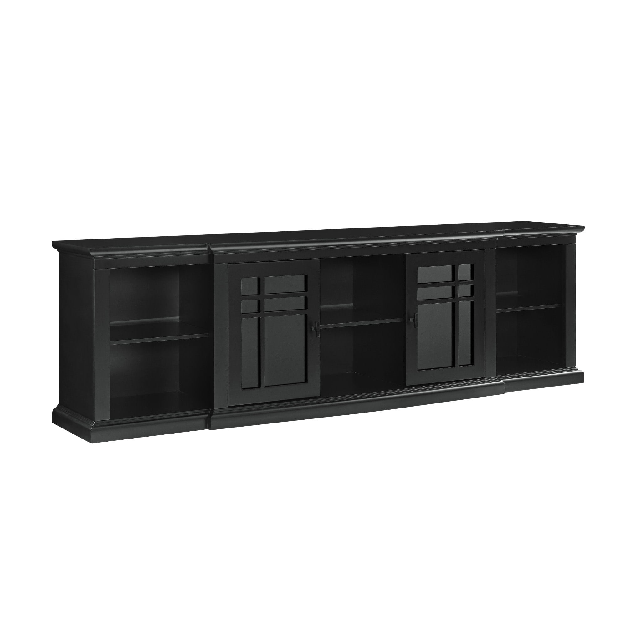Walker Edison Transitional Glass-Door TV Stand for TVs up to 90”, Black