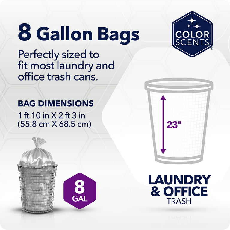 Color Scents - Tall Kitchen Trash Bags, Drawstring - 13 Gallon Trash Bags,  100 Bags - Scented Garbage Bags, White Bag in Lavender + Sage Scent (1 Pack