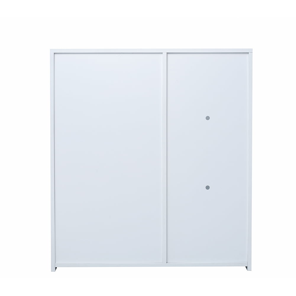 Keooman Modern Sideboard with Blue LED Light, Wooden Kitchen Buffet Bar Storage Cabinet with Shelves & Door for Dining Room Hallway, White