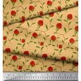 thumbnail image 2 of Soimoi Velvet Fabric Leaves & Strawberry Fruits Print Fabric by the Yard 58 Inch Wide, 2 of 3