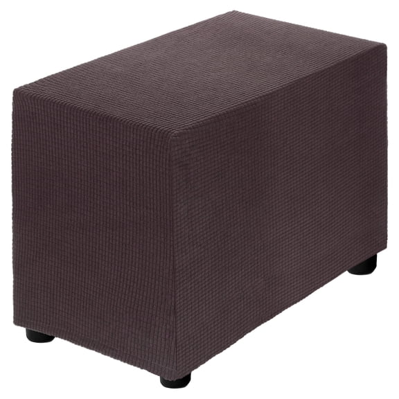 Stretch Ottoman Cover Rectangular Fit Length 20"-30", Small, Dark Curry