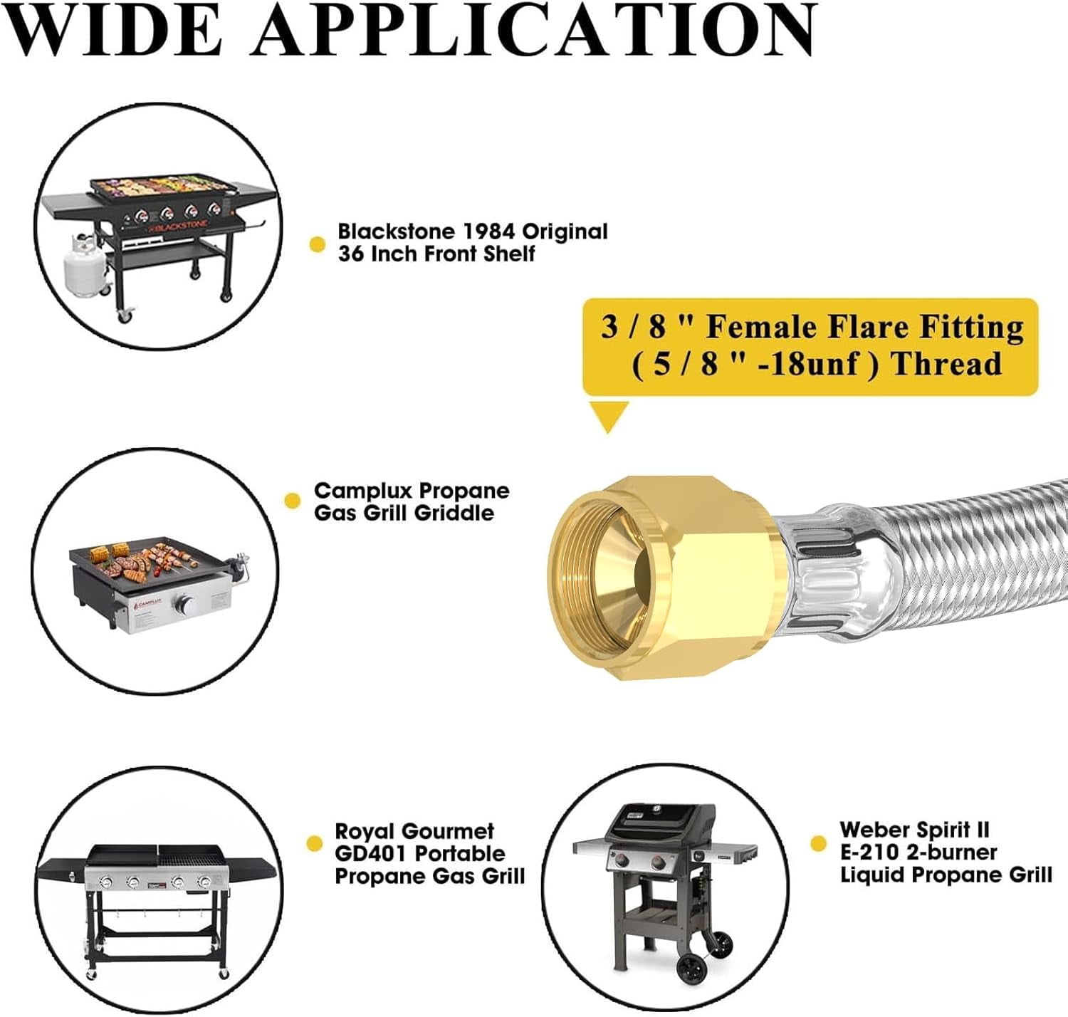 36 FT Quick Connect Propane Hose for RV to Gas Grill, RV Quick Connect with 1/4" Safety Shutoff Valve, LP Quick Disconnect Propane Hose with Elbow Adapter for Blackstone 17"/22" Griddle