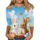 thumbnail image 3 of TaTaai Women Crew Neck 3/4 Sleeve Pullover Tee Easter Print Casual Top Ladies Spring Daily Commute Wear Lightweight Breathable Non-See-Through No Fading Comfortable Fashion Top Gift, 3 of 5