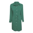 thumbnail image 5 of Gspmoly Robe d'Été, Robe Décontractée de Mode pour Femmes à Revers, Boutonnée, Couleur Unie, à Manches Longues, avec Ceinture, Robes Formelles pour Femmes Offres Prime, 5 of 5