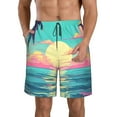 thumbnail image 1 of Fotbe Retro Palm Beach Sunset Trajes de Baño Estampados para Hombre, Shorts de Verano de Secado Rápido, Ropa de Playa, Bañadores-Medium, 1 of 6