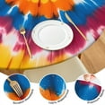thumbnail image 4 of Colorful Rainbow Tie Dye Spiral Pattern Round Fitted Tablecloth with Elastic Edge,Dining Table Cover Waterproof,Outdoor Round Tablecloth for Camping,Dining,Indoor and Outdoor, 4 of 7