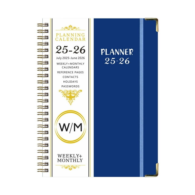 Maplenight 2025-2026 English Schedule A5 Plan Notebook with Dividers, Double Line Binding & Inner Pocket, 1x Planning Notebook, for Students, Professionals, Busy Parents, Office, School, Home Use Blue