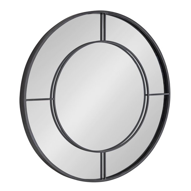Kate And Laurel Kaveena Modern Round Metal Framed Wall Mirror 30 Inch Diameter Black Geometric Accent For Com Kate And Laurel Kaveena Modern Round, Round Decorative Mirrors Black