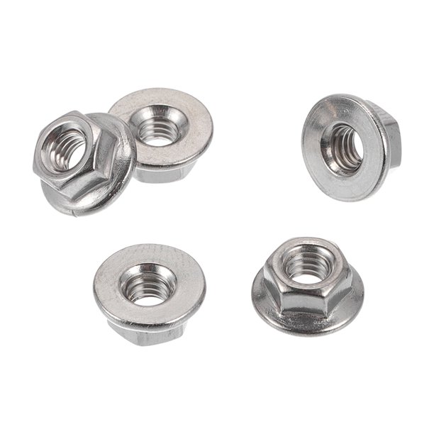 Ofertas únicas 5 Pcs M4*0.7 Tuercas de brida para automóvil de acero inoxidable 304, tuercas de brida hexagonales planas, tuercas de bloqueo antideslizantes, tono plateado para automóvil y motocicleta