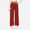 thumbnail image 3 of DJDLJWCJ Girls Wide Leg Pants Elastic Waist Stretch Soft Lounge Pants Solid Color Lightweight Pull-On Trousers Red Size 12, 3 of 10