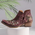 thumbnail image 4 of SACFOF Cowboy Boots for Women Western Flower Embroidered Ankle Cowgirl Boots Snip Toe Chunky Heel Stitched Retro Classic Boot, 4 of 6