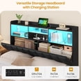 thumbnail image 5 of Aunfebrco Queen Size Bed with Bookcase Headboard and 4 Oversized Drawers, Upholstered Bed Frame with Storage,Queen Platform Bed Frame with LED Lights and Charging Station, Strong Metal Slats,Black, 5 of 9