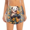 thumbnail image 2 of Balery Elegant Cute Panda Sunflower Pattern Women's Running Shorts with Liner 2 Pockets Elastic Workout Athletic Gym Yoga Shorts-Large, 2 of 7
