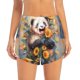thumbnail image 2 of Balery Elegant Cute Panda Sunflower Pantalones cortos deportivos para mujer con forro y dos bolsillos, elásticos, para entrenamiento, gimnasio, yoga-Large, 2 of 7