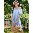thumbnail image 5 of Ekouaer Satin Nightgowns for Women 2 Pack Silk Nightgown Pleated Loose Night Shirts Short Sleeve Sleep Shirts, 5 of 6