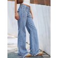 thumbnail image 3 of ROAD MARKINGS High-Waist Jeans, Light Blue Denim, Frayed Hem, Front Utility Pockets (US, Alpha, Small, Regular, Regular, Light Blue), 3 of 5