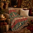 thumbnail image 3 of Traditional Damask Floral Artwork Design Ornate Deep Red, Cozy Botanical Garden Scene, Warm Flannel Blanket for Sunroom and Reading Nook, Garden Lovers Valentine's Day Gift, Artistic Home Decor, 3 of 9