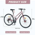 thumbnail image 4 of Zukka Hybrid Bicycle Road Bike for Women Aluminum Alloy Rim 700C Steel Frame 7 Speed Rosy Pink, 4 of 6