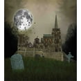 thumbnail image 3 of Gothic Duvet Cover Set, Old Village and Graves with Medieval Castle and Full Moon Birds Fog Horror Art, Decorative 2 Piece Bedding Set with 1 Pillow Shams, Twin Size, Beige Green, by Ambesonne, 3 of 3