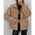 thumbnail image 7 of PRETTYGARDEN Fleece Jacket Women Sherpa Oversized Zip Up Fall Jackets Winter Coats Faux Fur Warm Outwear Fashion Clothing, 7 of 7