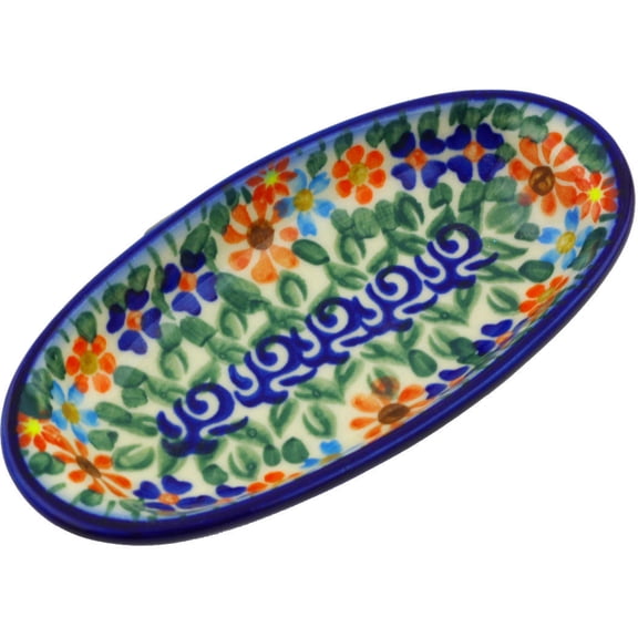 Polish Pottery 5½-inch Condiment Dish (Blissful Daisy Theme) Hand Painted in Boleslawiec, Poland   Certificate of Authenticity