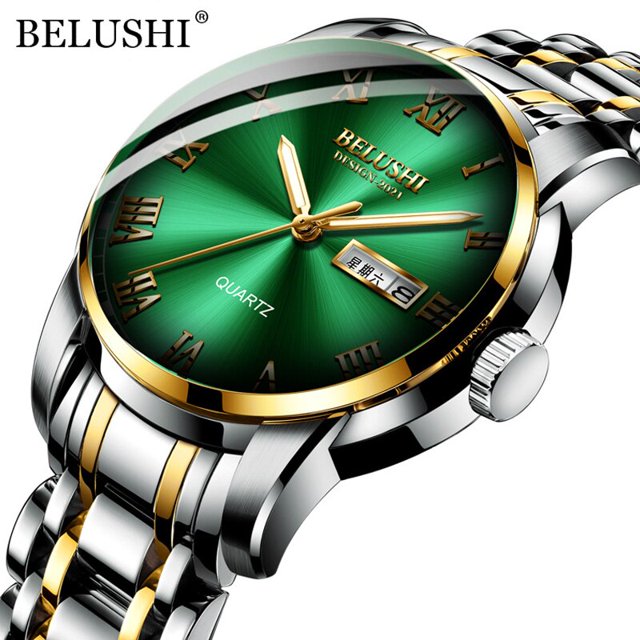 BELUSHI marca superior de lujo para hombre relojes luminosos a prueba de agua reloj de acero inoxidable cuarzo hombres fecha calendario reloj de pulsera de negocios Tan Jianjun unisex