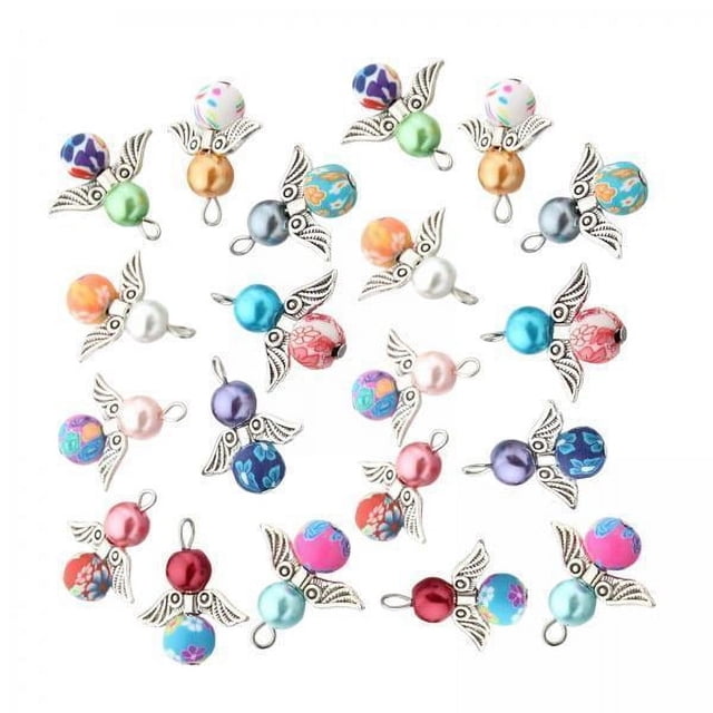 2x20x Dijes De Alas De ángel, Dijes De Hadas Coloridos Para Hacer Joyas Y Pendientes