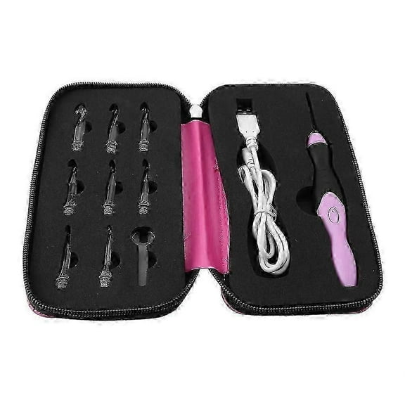 Lighted Crochet Hook Set, 9 Size Interchangeable Heads 2.5mm to 6.5mm USB Rechargeable LED Lighted Crochet Hook Set with Case