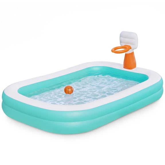 H2OGO! Inflatable Family Pool, Dunk'n Splash 8'3" x 66" x 40" Pool with Basketball Game