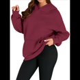 thumbnail image 1 of Sudadera Informal de Larga con Capucha para Mujer, Jersey de y Otoño con Bolsillos. Vino Tinto M, 1 of 9