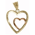 thumbnail image 3 of 14k Tri-tone Gold Diamond-cut Heart Pendant and Cable Chain, 3 of 5
