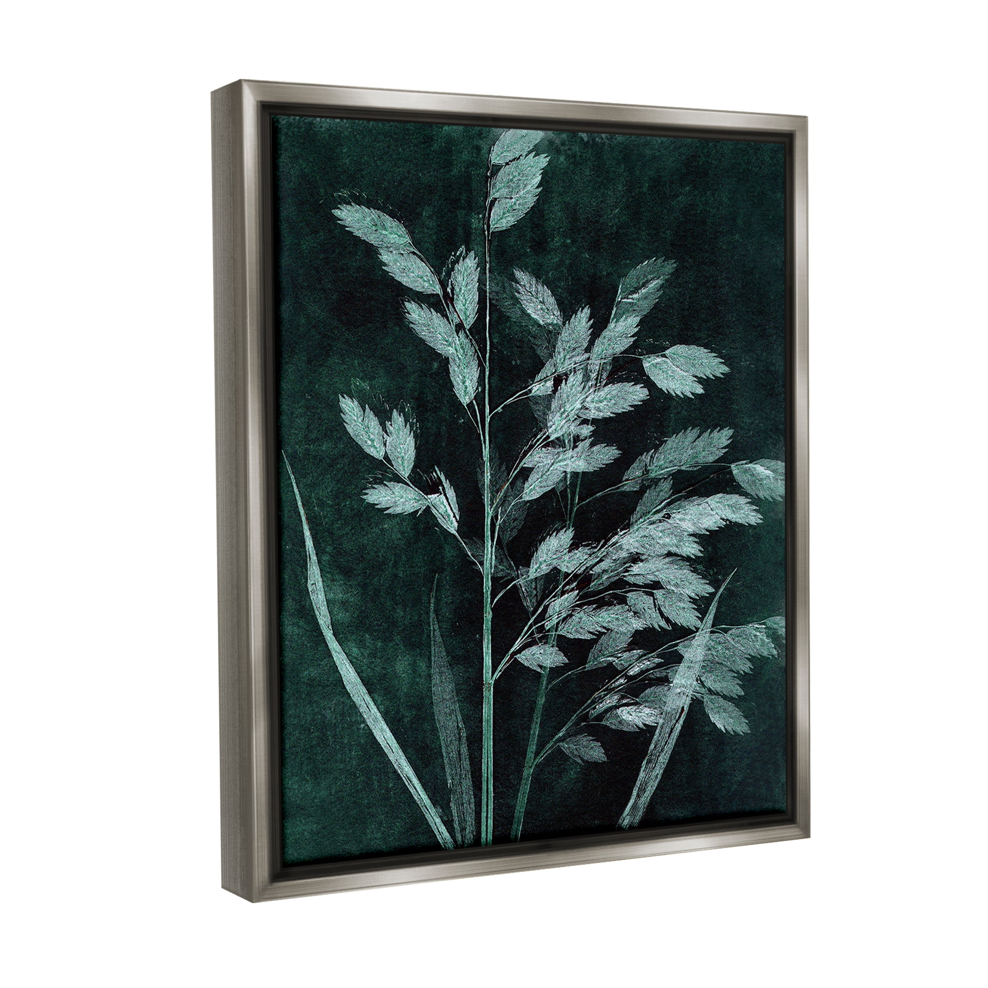 Stupell Industries Green Botanical Imprints Botanical & Floral Painting Gray Floater Framed Canvas Art Print Wall Art, 25 x 31