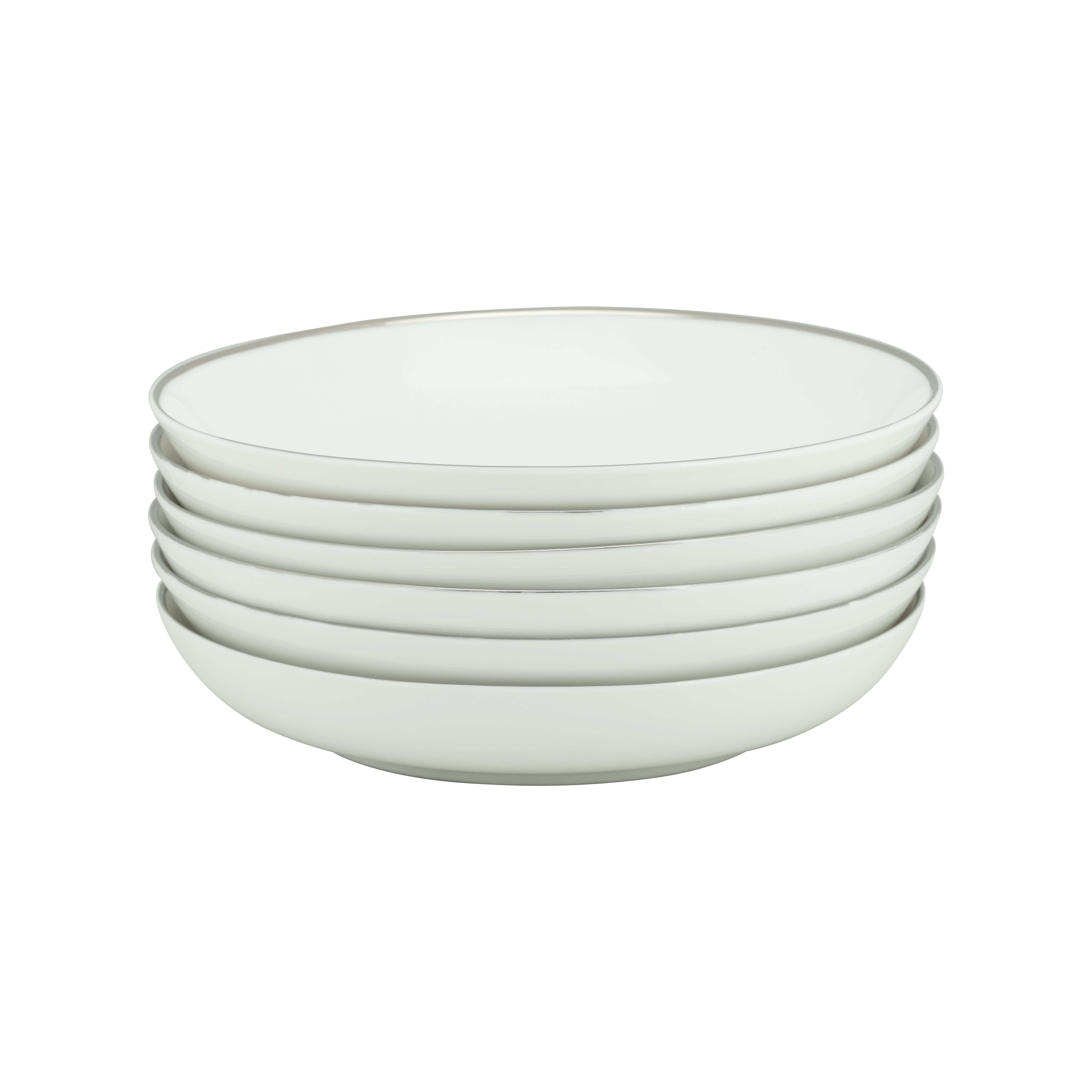 10 Strawberry Street Coupe Silver Line Porcelain Soup Plate Set of 6