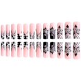 thumbnail image 3 of Uñas postizas adhesivas Kcjckcdd de 24 piezas, negras y blancas, con flores 3D, 3 of 8