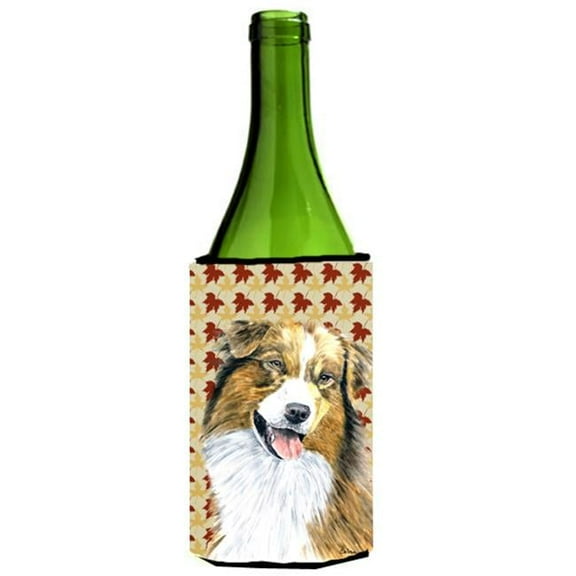 Australian Shepherd Fall Leaves Portrait Wine bottle sleeve Hugger